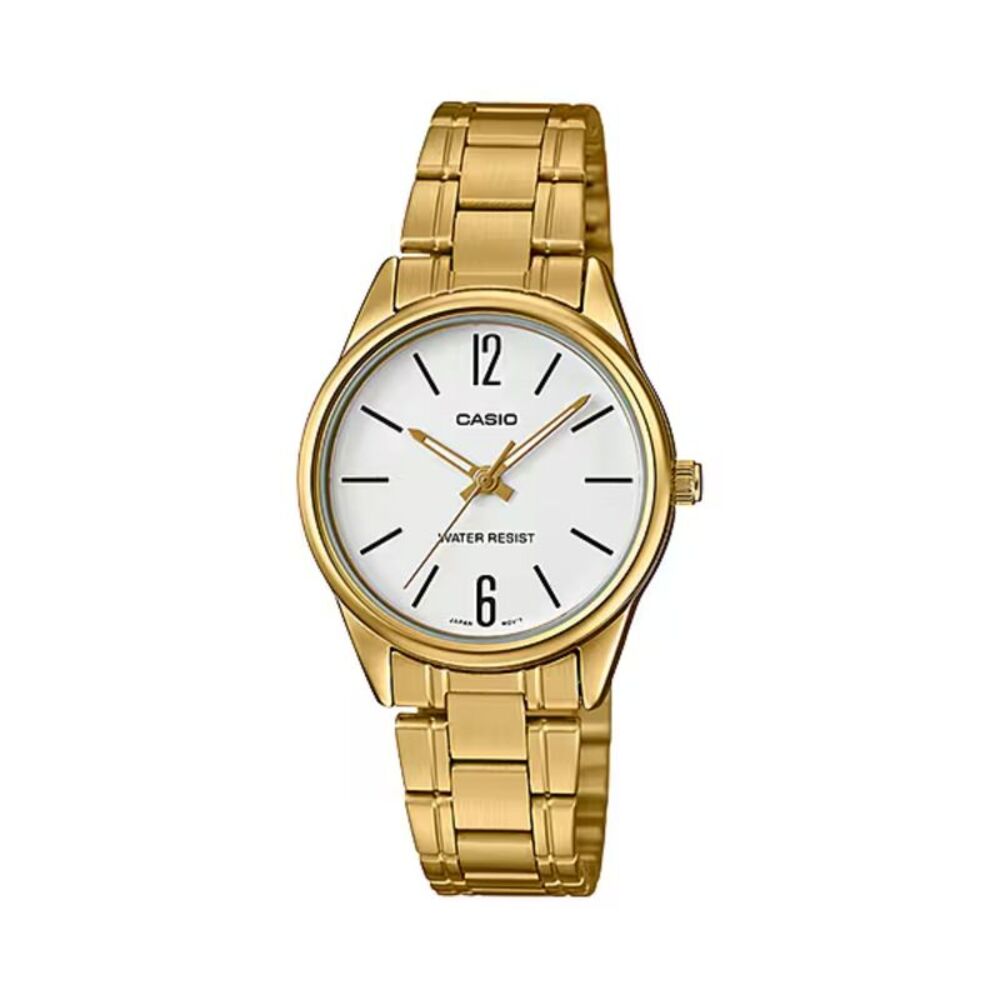 Casio Women’s Gold Analog Watch White Dial Steel Bracelet - LTP-V005G-7BUDF